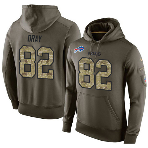 NFL Nike Buffalo Bills #82 Jim Dray Green Salute To Service Men's Pullover Hoodie